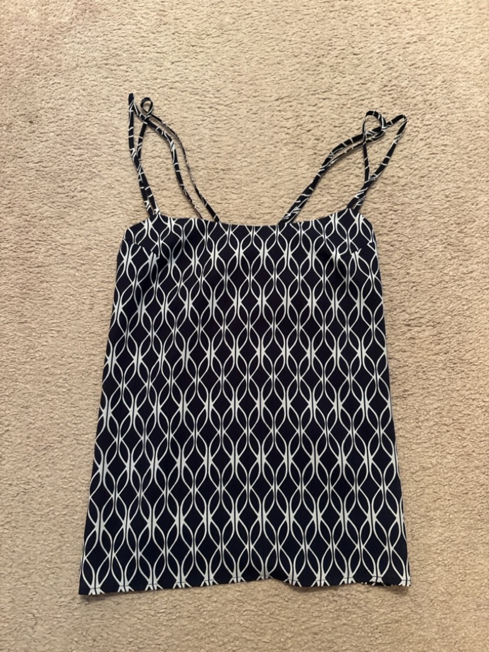 Banana Republic Cami Tank Top Navy White Print Size 8 NWT